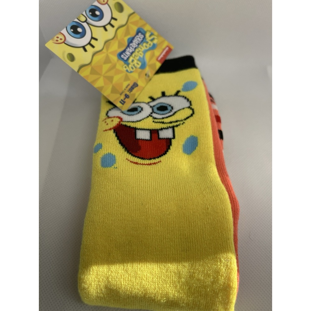 Spongebob and Patric Yellow And Pink Socks Girls Womens 9-11 NWT
